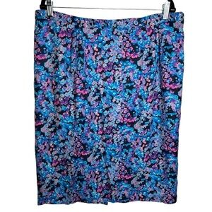 BODEN Women's Blue Multi Floral Silky Pencil Skirt WG542 Size 14L